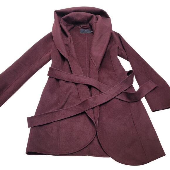 Tahari purple wool wrap coat oversized collar - Picture 2 of 7